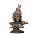 Indian with Wolf Copper Figurine - 10" W x 15.5" H